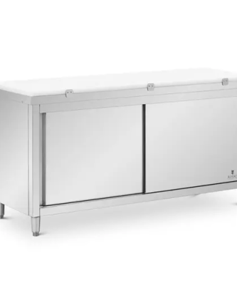 Meuble bas de cuisine - inox - 180 x 60 cm - Capacité de charge 500 kg - incl. Planche à découper - Royal Catering