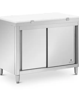 Meuble bas de cuisine - inox - 120 x 70 cm - Capacité de charge 500 kg - incl. Planche à découper - Royal Catering