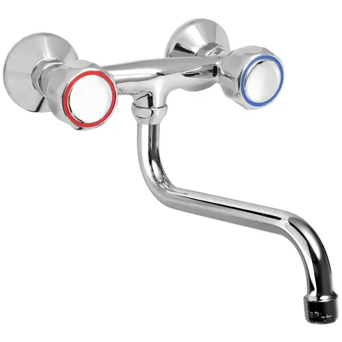 Robinet mélangeur mural - Laiton chromé - Bec de 220 mm