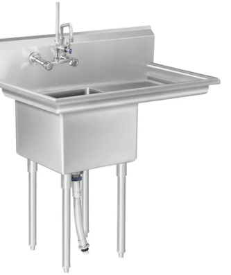 Evier professionnel – 1 Bac et Egouttoir côté droit