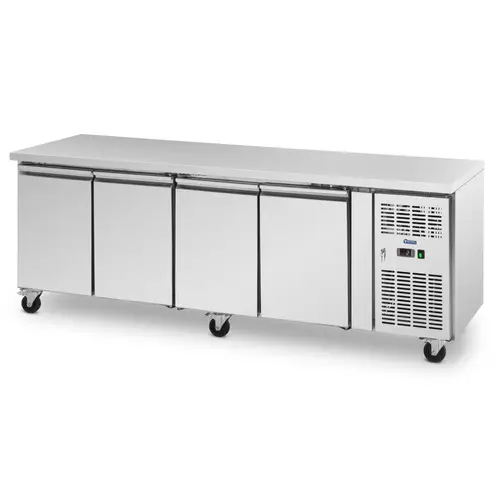 Table réfrigérée sur roulettes - 550 l - 4 Compartiments - 223 x 70 cm - Classe B - Inox - Royal Catering