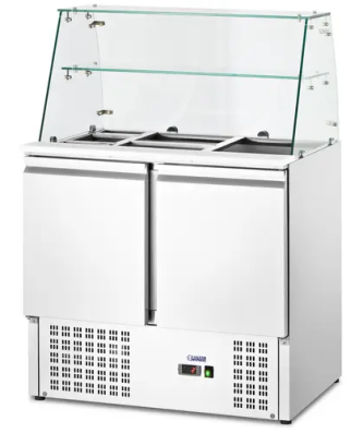 Saladette - Couvercle en verre - Royal Catering - 240 l - Pour 7 bacs GN - 90 x 70 cm