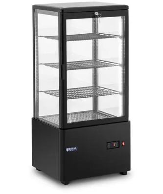 Vitrine réfrigérée - 78 l - Royal Catering - 4 niveaux - Noir - Verrouillable