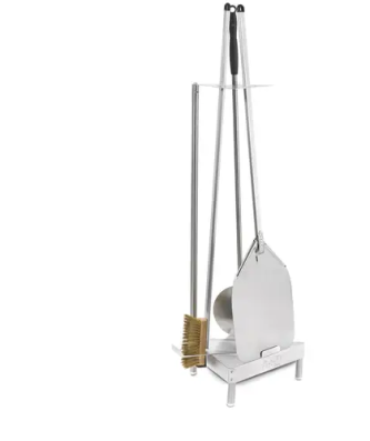 Accessoires à pizza - 4 pièces - 2 pelles à pizza - Manches : 120 cm - Acier inoxydable / aluminium / brosse en laiton / bois