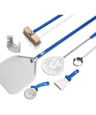 Accessoires à pizza - 7 pièces - 2 pelles à pizza perforées - Manches : 150 cm