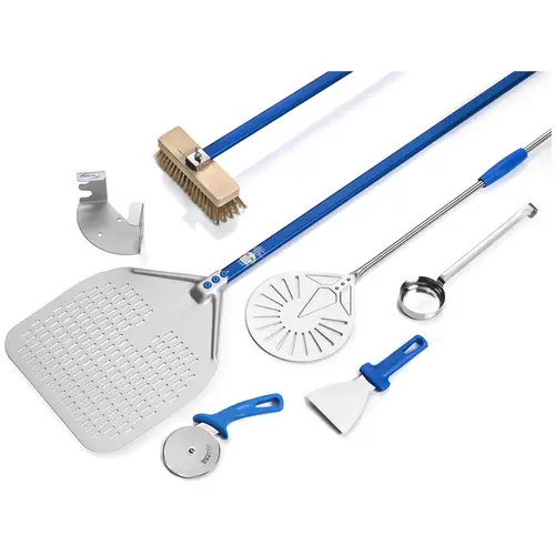 Accessoires à pizza - 7 pièces - 2 pelles à pizza perforées - Manches : 150 cm