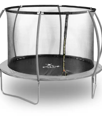 Trampoline de jardin - Ø 305 x 180 cm - 100 kg - Filet de sécurité - Noir/gris