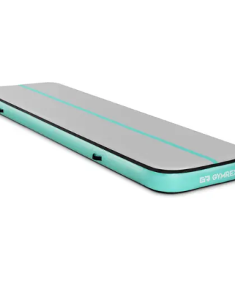 Tapis de gym gonflable - 400 x 100 x 20 cm - 170 kg - Gris/vert