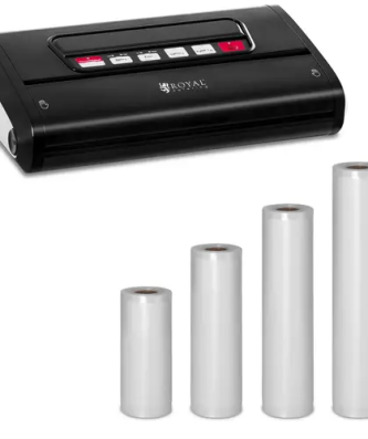Kit machine sous vide avec 4 rouleaux d'emballages sous vide - 15 à 30 cm - ABS - 32 cm - Black Edition