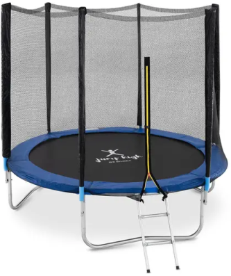 Trampoline de jardin - Ø 244 x 180 cm - 80 kg - Filet de sécurité - Noir/bleu