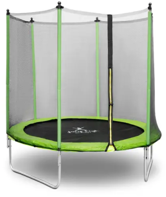 Trampoline de jardin - Ø 244 x 180 cm - 80 kg - Filet de sécurité - Noir/gris