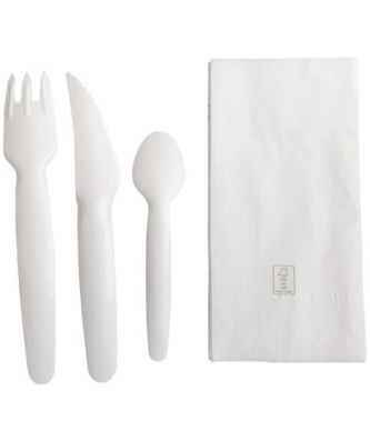 Kit couverts jetable papier 4 en 1 - par 250