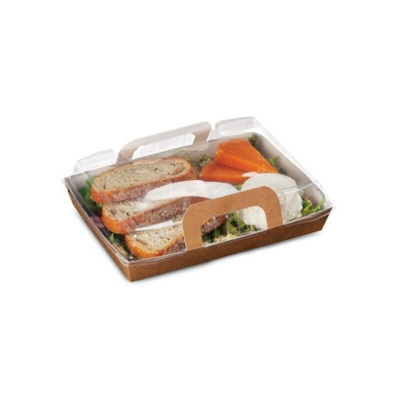 Panier chaud kraft brun 750 ml avec couvercle - par 150