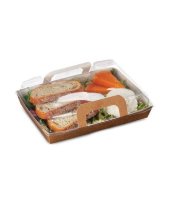 Panier chaud kraft brun 750 ml avec couvercle - par 150