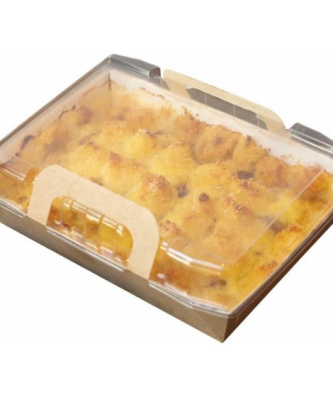 Panier chaud kraft brun 850 ml avec couvercle - par 25