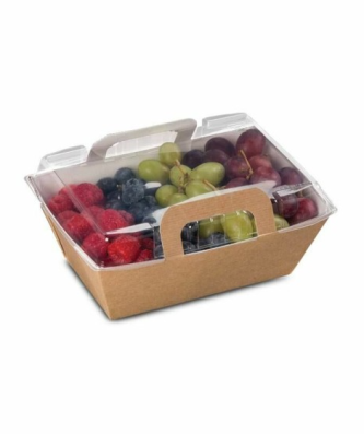 Panier chaud kraft brun ingraissable 1000 ml avec couvercle - par 150