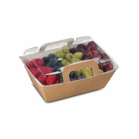 Panier chaud kraft brun ingraissable 1000 ml avec couvercle - par 150
