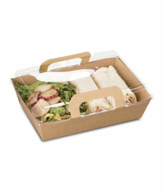 Panier kraft brun 750 ml avec couvercle - par 100