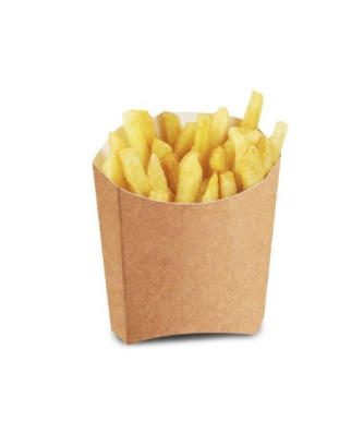 Petit étui à frites kraft brun en carton 250 ml - par 600