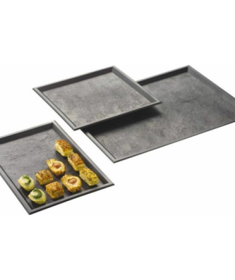 Plateau effet ardoise noir 24 x 24 cm - par 10