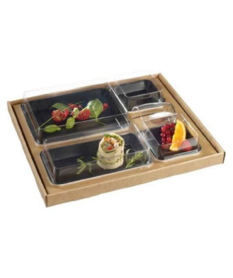 Plateau repas kraft 4 compartiments "Kanopée" avec couvercle 37,2 x 26,8 x 6,5 cm - par 30