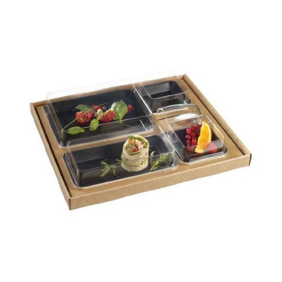 Plateau repas kraft 4 compartiments "Kanopée" avec couvercle 37,2 x 26,8 x 6,5 cm - par 30