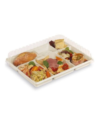 Plateau repas plastique 5 compartiments blanc 29 x 22,4 x 3 cm - par 200