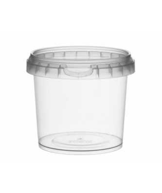 Pot plastique transparent avec couvercle de sécurité 365 ml - par 250