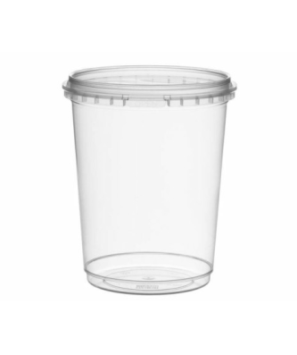 Pot plastique transparent rond avec fermeture de sécurité 1025 ml - par 200
