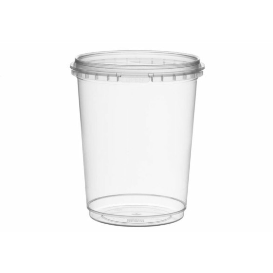 Pot plastique transparent rond avec fermeture de sécurité 1025 ml - par 200