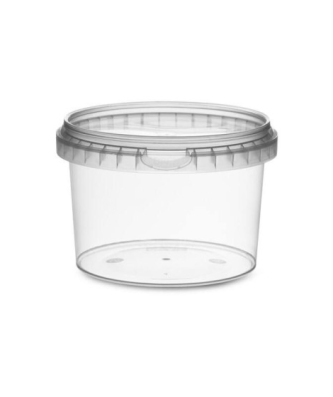 Pot plastique transparent rond avec fermeture de sécurité 565 ml - par 250