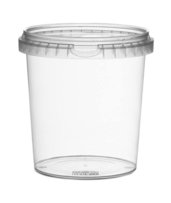 Pot plastique transparent rond avec fermeture de sécurité 870 ml - par 250