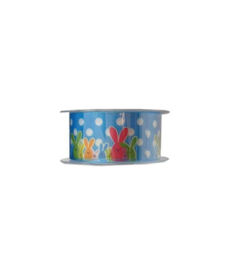 Ruban bleu décor lapin de Pâques 40 mm x 20 m - à l'unité