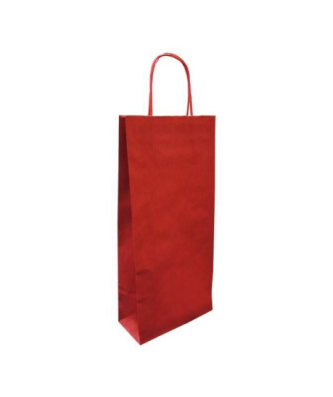 Sac 2 bouteilles rouge kraft vergé 18 x 8 x 39 cm - par 50