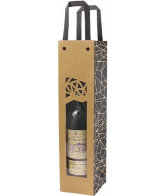 Sac bouteille kraft avec fenêtre 9,5 x 9,5 x 38,5 cm - par 10