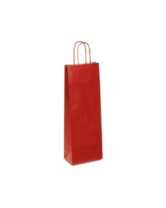Sac bouteille kraft rouge vergé 14 + 8 x 39 cm - par 50