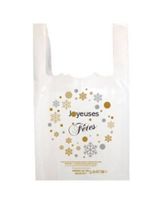 Sac bretelles "joyeuses fêtes" BD 50 microns 26 x 6 x 45 cm - par 500