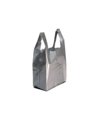 Sac bretelles plastique BD 50 microns argent 26 x 6 + 6 x 45 cm - par 500