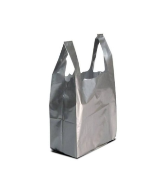 Sac bretelles plastique BD 50 microns argent 26 x 6 + 6 x 45 cm - par 500