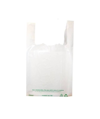 Sac bretelles plastique BD 50 microns blanc 18 x 5 + 5 x 35 cm - par 1500