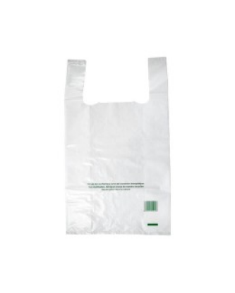 Sac bretelles plastique BD 50 microns blanc 21 x 6 + 6 x 40 cm - par 1000