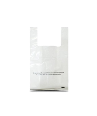 Sac bretelles plastique BD 50 microns blanc en boîte distributrice 27 x 9 + 9 x 49 cm - par 500