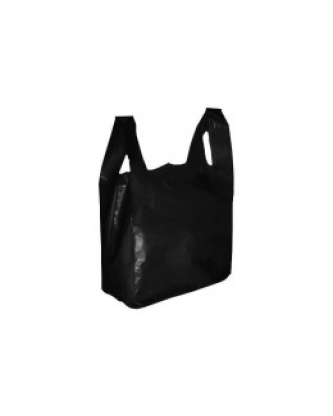 Sac bretelles plastique BD 50 microns noir 26 x 6 + 6 x 45 cm - par 500
