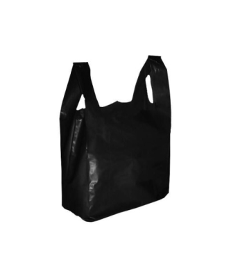 Sac bretelles plastique BD 50 microns noir 26 x 6 + 6 x 45 cm - par 500