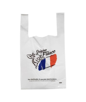 Sac bretelles plastique BD 50 microns "Origine France" 26 x 6 + 6 x 45 cm - par 500