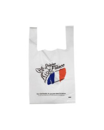 Sac bretelles plastique BD 50 microns "Origine France" 26 x 6 + 6 x 45 cm - par 500