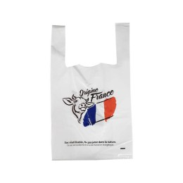 Sac bretelles plastique BD 50 microns "Origine France" 26 x 6 + 6 x 45 cm - par 500