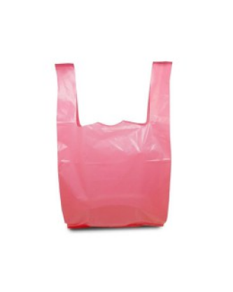 Sac bretelles plastique BD 50 microns rose 26 x 6 + 6 x 45 cm - par 500