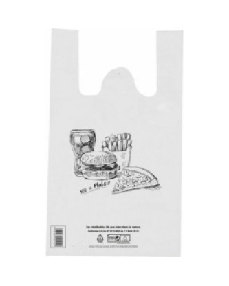 Sac bretelles plastique BD 50 microns "Snacking" 26 x 6 + 6 x 45 cm - par 100