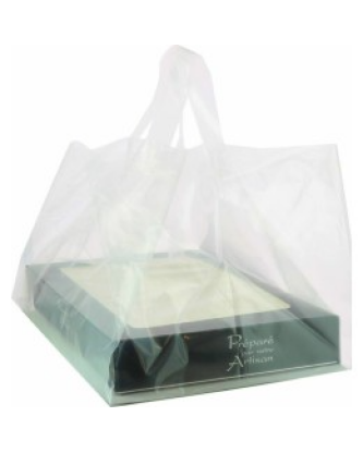 Sac cabas traiteur plastique avec renfort 30 x 15 + 15 x 50 cm - par 25